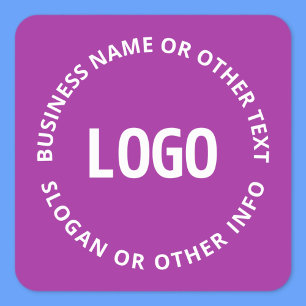 Your Logo & Customizable Text   Purple Violet Square Sticker