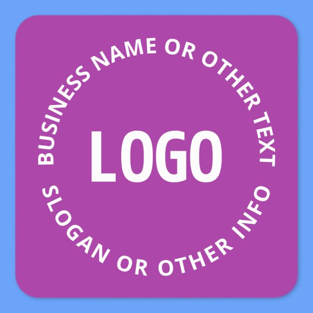 Your Logo & Customizable Text | Purple Violet Square Sticker (Creator Uploaded)