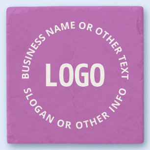 Your Logo & Customizable Text Purple Violet Stone Coaster
