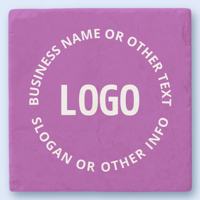Your Logo & Customizable Text | Purple Violet Stone Coaster (Creator Uploaded)