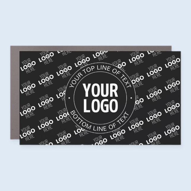 Your Logo & Customizable Text with Logo Pattern Car Magnet (Creator Uploaded)