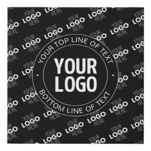 Your Logo & Customizable Text with Logo Pattern Faux Canvas Print