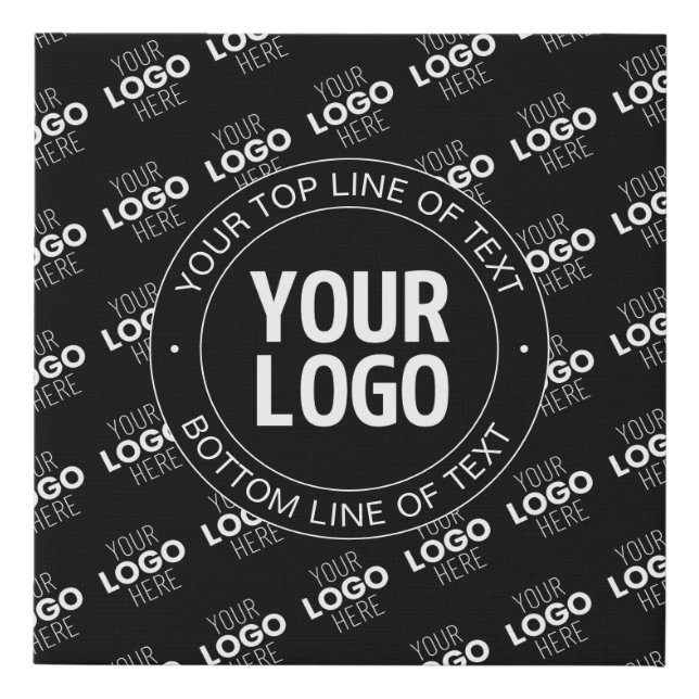 Your Logo & Customizable Text with Logo Pattern Faux Canvas Print (Front)