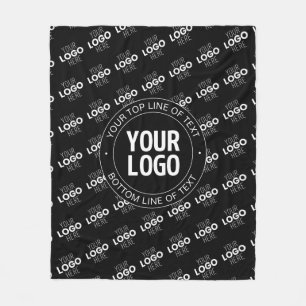 Your Logo & Customizable Text with Logo Pattern Fleece Blanket