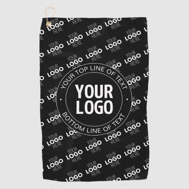 Your Logo & Customizable Text with Logo Pattern Golf Towel (Front)
