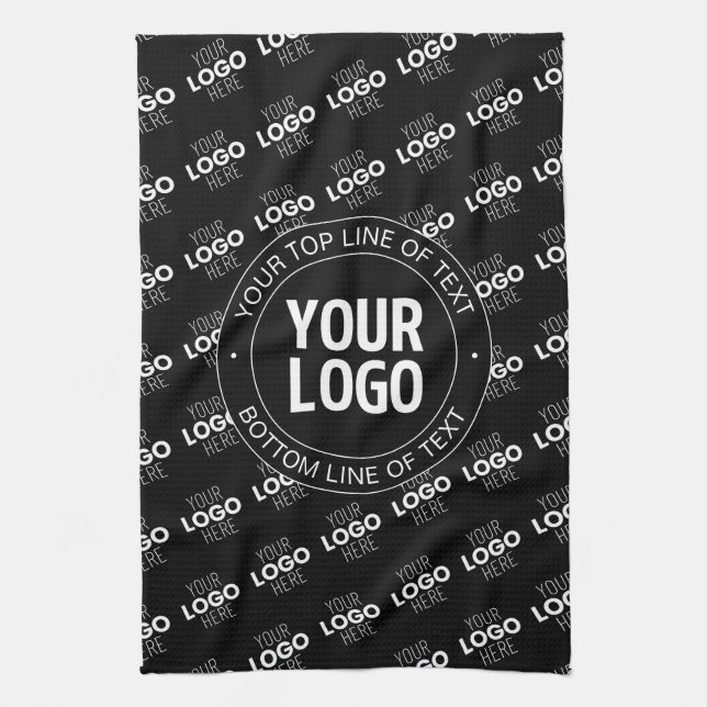 Your Logo & Customizable Text with Logo Pattern Kitchen Towel (Vertical)