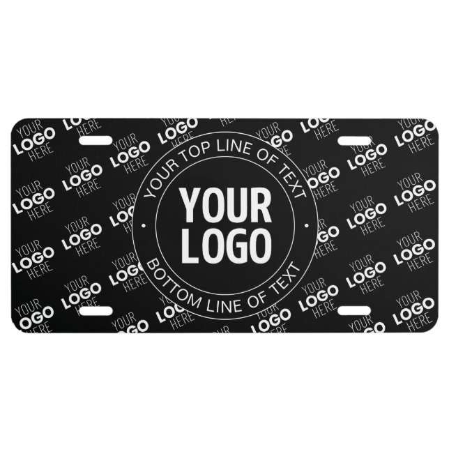 Your Logo & Customizable Text with Logo Pattern License Plate (Front)