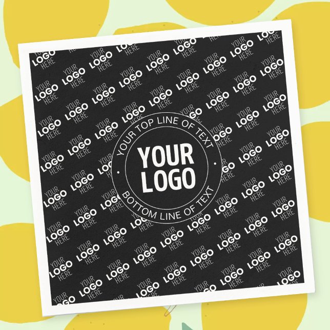 Your Logo & Customizable Text with Logo Pattern Napkins (Creator Uploaded)