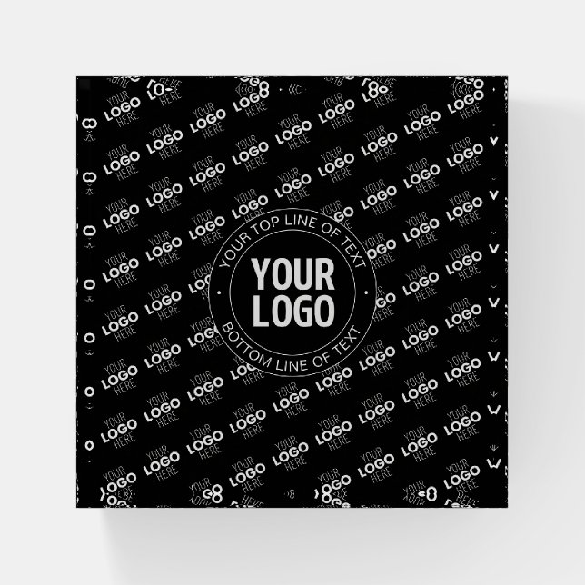 Your Logo & Customizable Text with Logo Pattern Paperweight (Front)