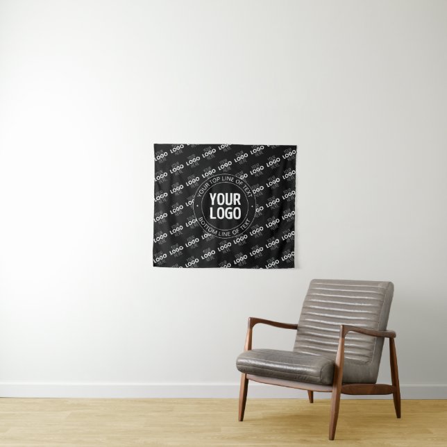 Your Logo & Customizable Text with Logo Pattern Tapestry (In Situ (Horizontal))