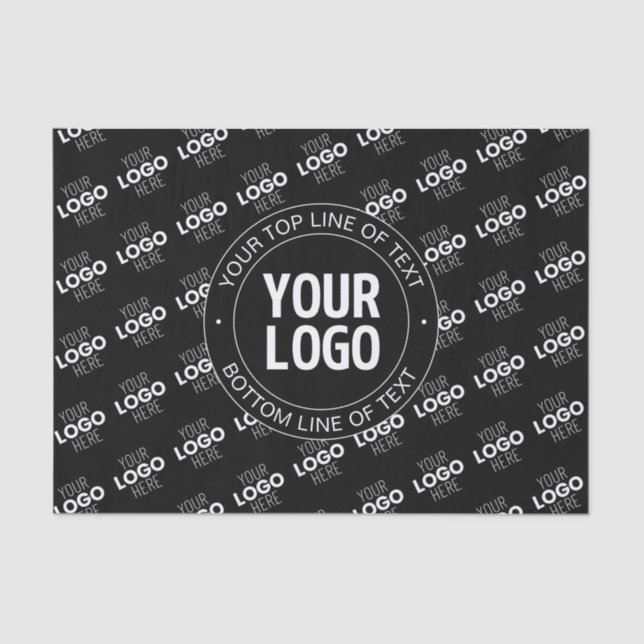 Your Logo & Customizable Text with Logo Pattern Tissue Paper (Front)