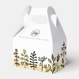 Your Logo Cute Gold & Black Floral Branded Product Favor Boxes
