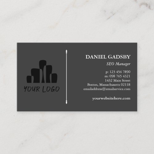 Your Logo Dark Gray White Practical Minimalist Business Card