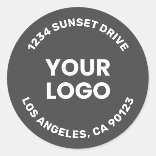 Your Logo  Dark Grey Background White Text Classic Round Sticker