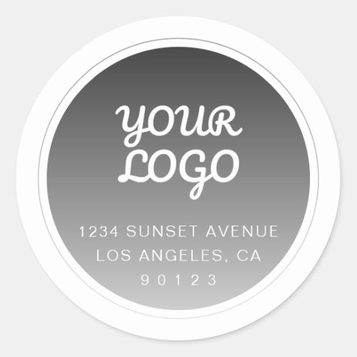 Your Logo  Dark Grey Gradient Return Address Classic Round Sticker