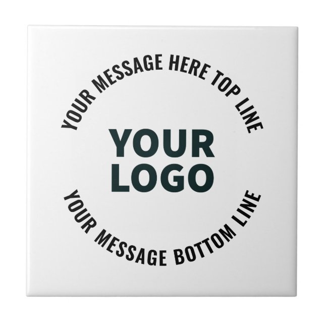 Your Logo Design or Image | Bold Editable Text Ceramic Tile (Front)