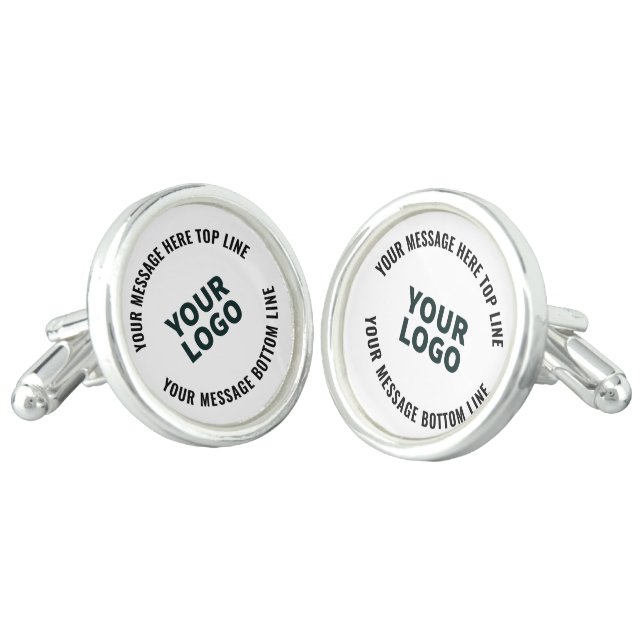 Your Logo Design or Image | Bold Editable Text Cufflinks (Angled)