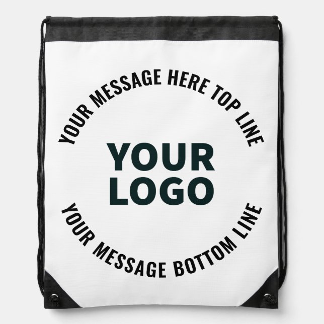 Your Logo Design or Image | Bold Editable Text Drawstring Bag (Front)