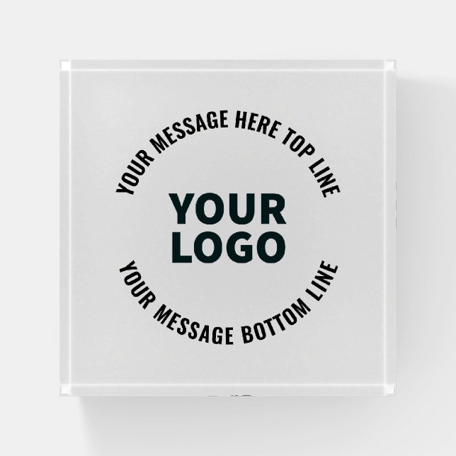 Your Logo Design or Image | Bold Editable Text Paperweight (Front)