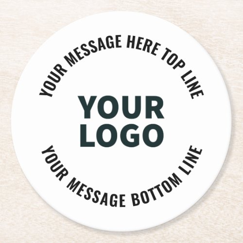 Your Logo Design or Image  Bold Editable Text Round Paper Coaster
