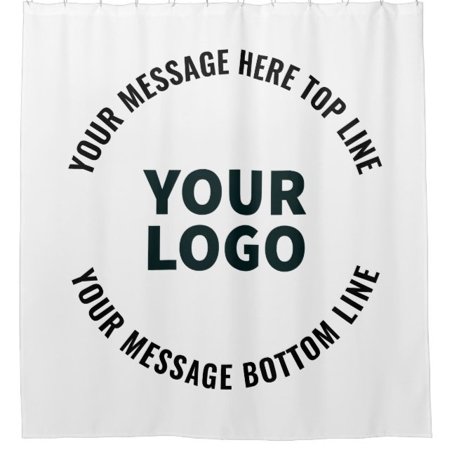 Your Logo Design or Image | Bold Editable Text Shower Curtain (Front)