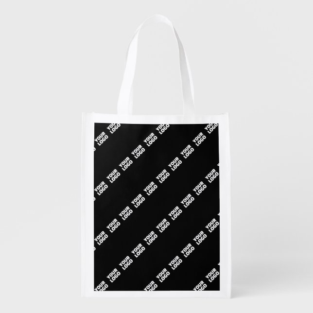 Your Logo, Design or Photo Tiled Diagonally  Grocery Bag (Front)