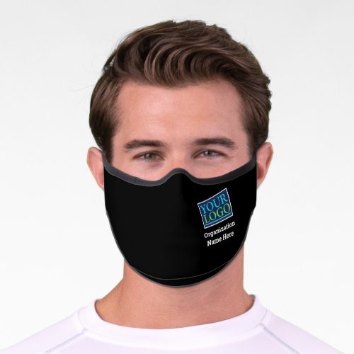 Your Logo DIY Business Name Black White Text Premium Face Mask