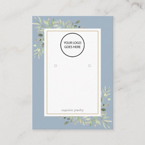 Your Logo Dusty Blue Greenery Earring Display Card