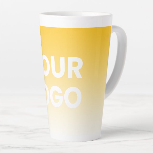 Your Logo & Editable Background Color Gradient  Latte Mug (Right Angle)