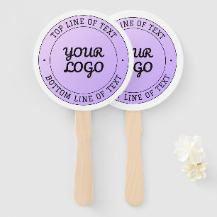 Your Logo & Editable Circular Text   Purple Ombre Hand Fan