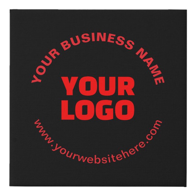 Your Logo & Editable Circular Text, Red or DIY Faux Canvas Print (Front)