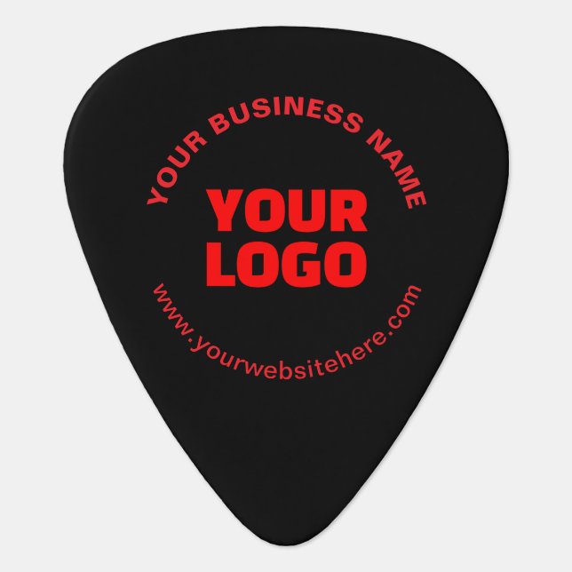 Your Logo & Editable Circular Text, Red or DIY Guitar Pick (Front)