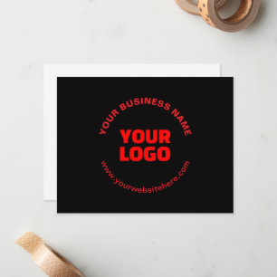 Your Logo & Editable Circular Text, Red or DIY Note Card