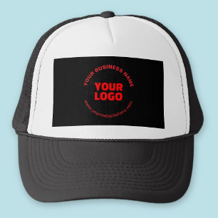 Your Logo & Editable Circular Text, Red or DIY Trucker Hat