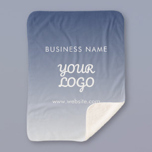Your Logo Editable Gradient Color Sherpa Blanket