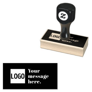 Your Logo & Editable Retro Text Rubber Stamp