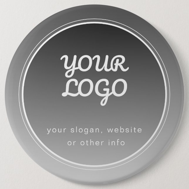Your Logo & Editable Text | Dark Grey Gradient  Button (Front)