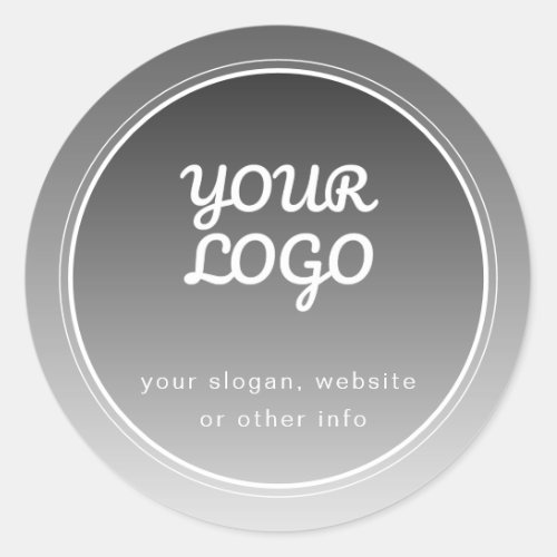 Your Logo  Editable Text  Dark Grey Gradient  Classic Round Sticker