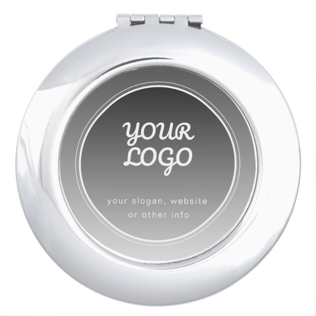 Your Logo & Editable Text | Dark Grey Gradient  Compact Mirror (Front)