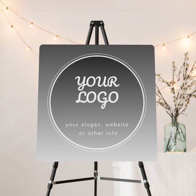 Your Logo & Editable Text | Dark Grey Gradient  Foam Board (In Situ (Stand))