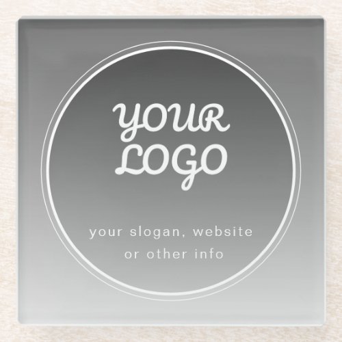 Your Logo  Editable Text  Dark Grey Gradient  Glass Coaster