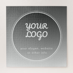 Your Logo & Editable Text Dark Grey Gradient Jigsaw Puzzle