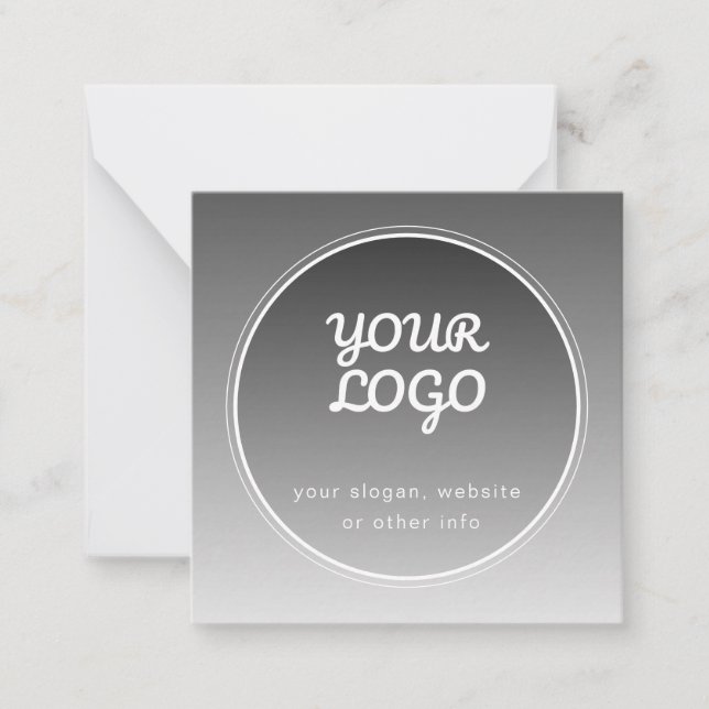 Your Logo & Editable Text | Dark Grey Gradient  Note Card (Front)