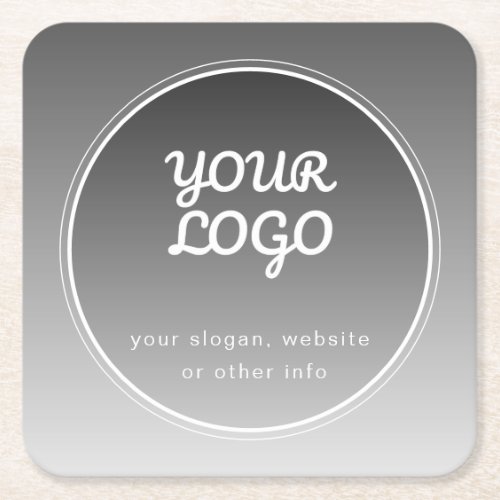 Your Logo  Editable Text  Dark Grey Gradient  Square Paper Coaster