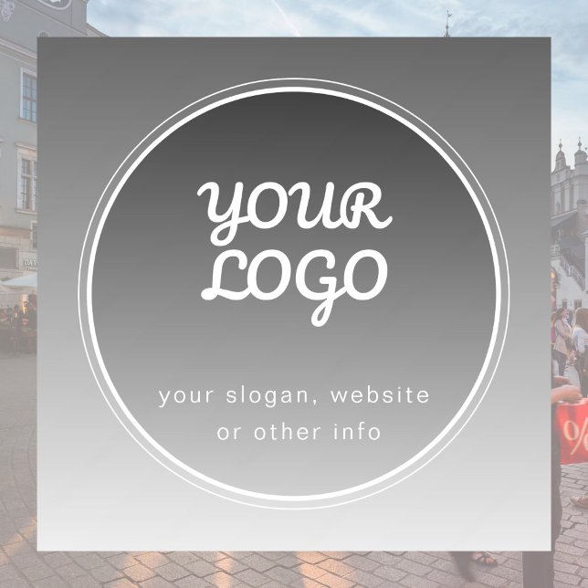 Your Logo & Editable Text | Dark Grey Gradient  Window Cling (Creator Uploaded)