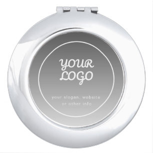 Your Logo & Editable Text Dark Grey Ombre Compact Mirror