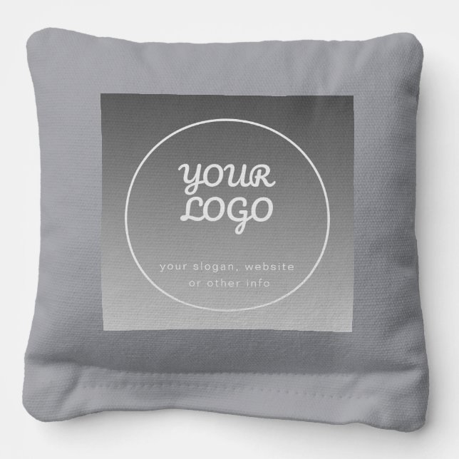 Your Logo & Editable Text | Dark Grey Ombre  Cornhole Bags (Front)