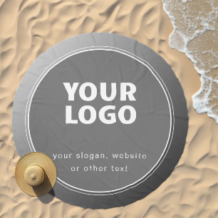 Your Logo & Editable Text Grey Gradient Border Beach Towel