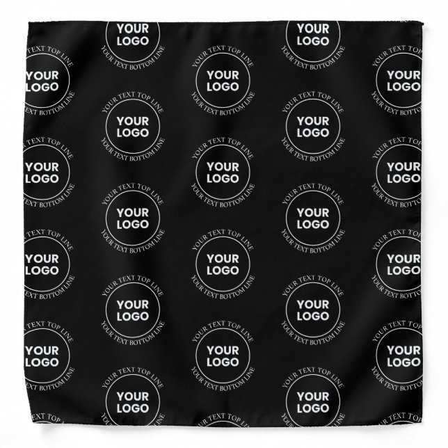 Your Logo & Editable Text | Repeating Pattern  Bandana (Front)