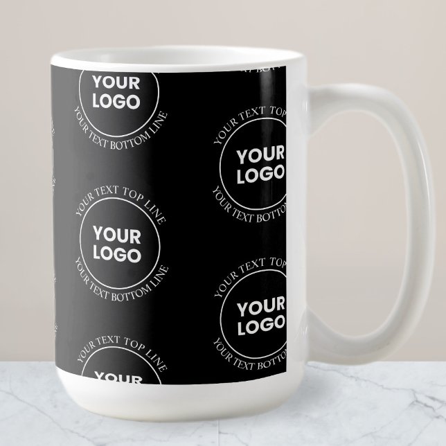 Your Logo & Editable Text | Repeating Pattern  Coffee Mug (Creator Uploaded)